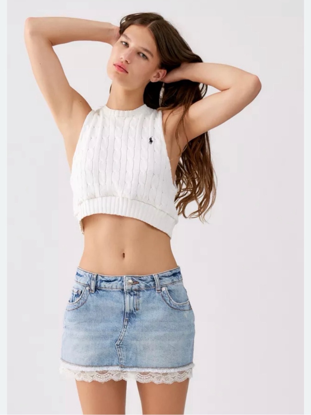 BDG Urban Outfitters Lace-Trim denim skirt